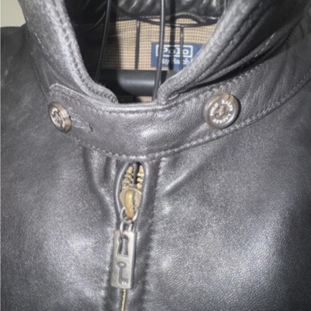 Ralph Lauren Black Leather Bomber Jacket - Picture 4 of 5